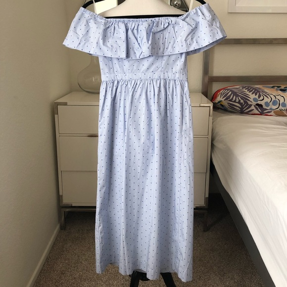 h&m blue off shoulder dress